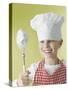 Girl in Chef's Hat and Apron with Beater-Kai Schwabe-Stretched Canvas