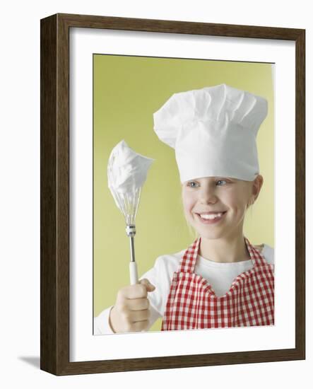 Girl in Chef's Hat and Apron with Beater-Kai Schwabe-Framed Photographic Print