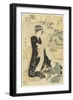 Girl in Chrysanthemum Time-Utagawa Toyokuni-Framed Giclee Print