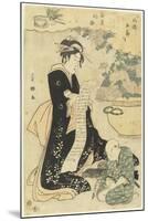 Girl in Chrysanthemum Time-Utagawa Toyokuni-Mounted Giclee Print