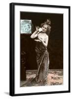 Girl in Dress-Up with Coffee Cup-null-Framed Art Print