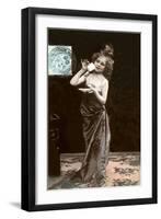 Girl in Dress-Up with Coffee Cup-null-Framed Art Print