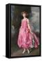 Girl in Flowing Pink Dress-null-Framed Stretched Canvas