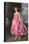 Girl in Flowing Pink Dress-null-Stretched Canvas