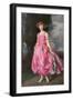 Girl in Flowing Pink Dress-null-Framed Art Print