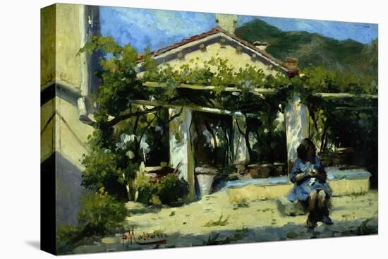 Girl in Front of Arbor-Pompeo Massani-Stretched Canvas