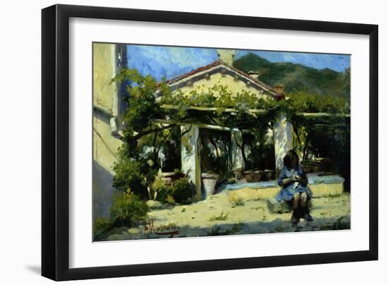 Girl in Front of Arbor-Pompeo Massani-Framed Giclee Print