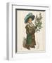 Girl in Fur-Trimmed Coat Fur Muff Gloves and Feathered Hat Carrying a Fair-Sized Branch of Holly-Kate Greenaway-Framed Art Print