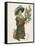 Girl in Fur-Trimmed Coat Fur Muff Gloves and Feathered Hat Carrying a Fair-Sized Branch of Holly-Kate Greenaway-Framed Stretched Canvas