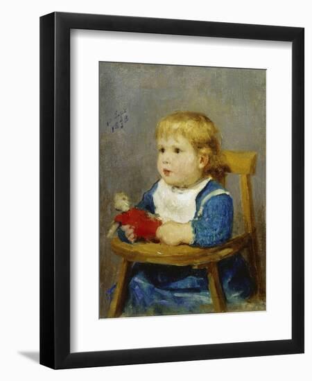 Girl in Her Child's Chair, 1878-Albert Anker-Framed Giclee Print