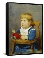 Girl in Her Child's Chair, 1878-Albert Anker-Framed Stretched Canvas