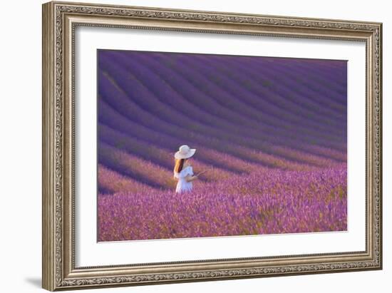 Girl in Lavender Field-Cora Niele-Framed Giclee Print