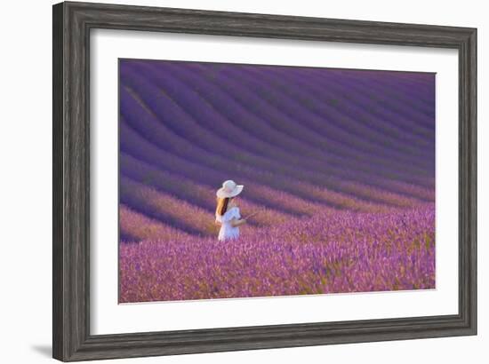 Girl in Lavender Field-Cora Niele-Framed Giclee Print