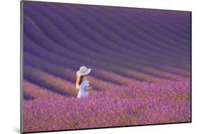 Girl in Lavender Field-Cora Niele-Mounted Giclee Print