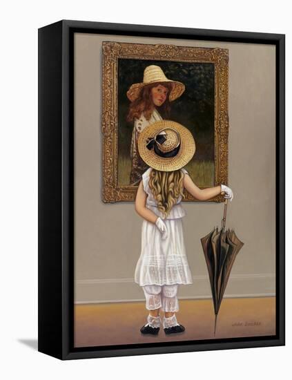 Girl in Museum-John Zaccheo-Framed Stretched Canvas