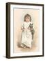 Girl in Nightgown with Frightened Cat-null-Framed Art Print