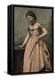 Girl in Pink Dress-Jean-Baptiste-Camille Corot-Framed Stretched Canvas