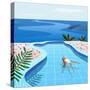 Girl in Pool-Petra Lizde-Stretched Canvas