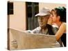 Girl in Quincinera (15th) Birthday Dress Whispering to Statue, Plaza Del Carmen, Camaguey, Cuba-Christopher P Baker-Stretched Canvas