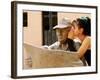 Girl in Quincinera (15th) Birthday Dress Whispering to Statue, Plaza Del Carmen, Camaguey, Cuba-Christopher P Baker-Framed Photographic Print