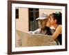 Girl in Quincinera (15th) Birthday Dress Whispering to Statue, Plaza Del Carmen, Camaguey, Cuba-Christopher P Baker-Framed Photographic Print