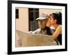 Girl in Quincinera (15th) Birthday Dress Whispering to Statue, Plaza Del Carmen, Camaguey, Cuba-Christopher P Baker-Framed Photographic Print