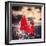 Girl in Red Dress Standing on Ocean Rocks-Melpomene-Framed Premium Photographic Print