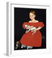 Girl in Red Dress with Cat and Dog, 1830-1835-Ammi Phillips-Framed Art Print