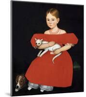 Girl in Red Dress with Cat and Dog, 1830-1835-Ammi Phillips-Mounted Art Print