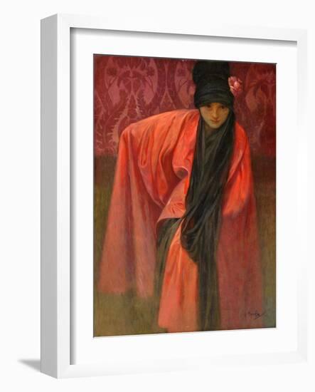 Girl in Red Par Mucha, Alfons Marie (1860-1939), C. 1914 - Tempera on Canvas, 60,5X47 - Private Col-Alphonse Marie Mucha-Framed Giclee Print