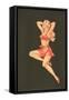 Girl in Red Two-Piece Lingerie-null-Framed Stretched Canvas