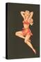 Girl in Red Two-Piece Lingerie-null-Stretched Canvas