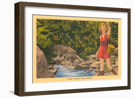 Girl in Red with Creel-null-Framed Art Print