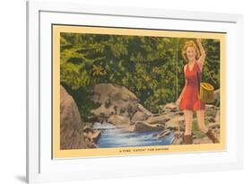 Girl in Red with Creel-null-Framed Premium Giclee Print