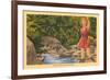 Girl in Red with Creel-null-Framed Premium Giclee Print