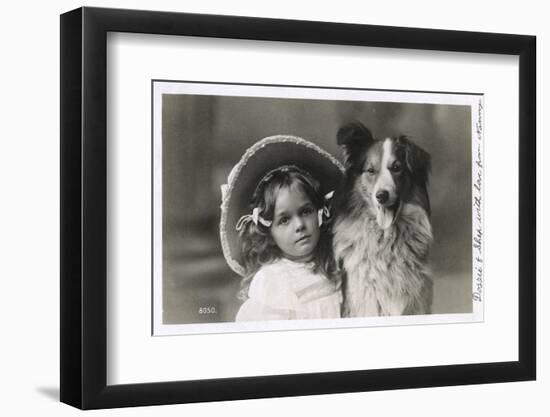 Girl in Straw Hat with Dog-null-Framed Photographic Print