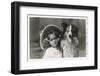 Girl in Straw Hat with Dog-null-Framed Photographic Print