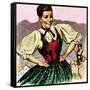 Girl in the Costume of the Austrian Tyrol-English School-Framed Stretched Canvas