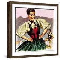 Girl in the Costume of the Austrian Tyrol-English School-Framed Giclee Print