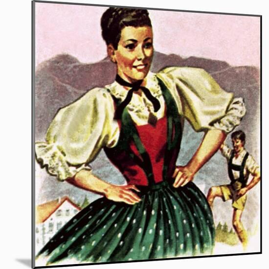 Girl in the Costume of the Austrian Tyrol-English School-Mounted Giclee Print