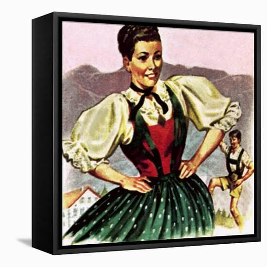 Girl in the Costume of the Austrian Tyrol-English School-Framed Stretched Canvas