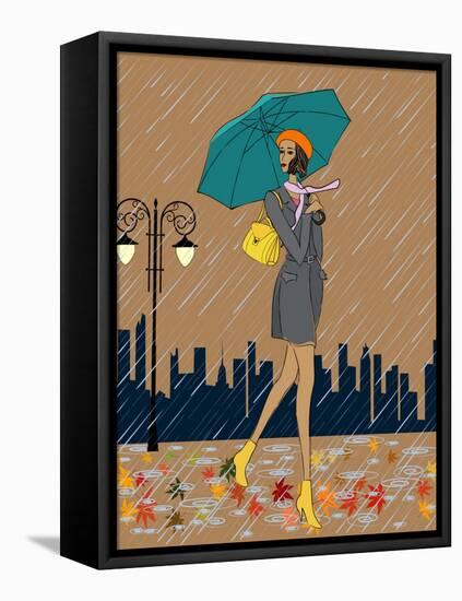 Girl in the Rain-Milovelen-Framed Stretched Canvas