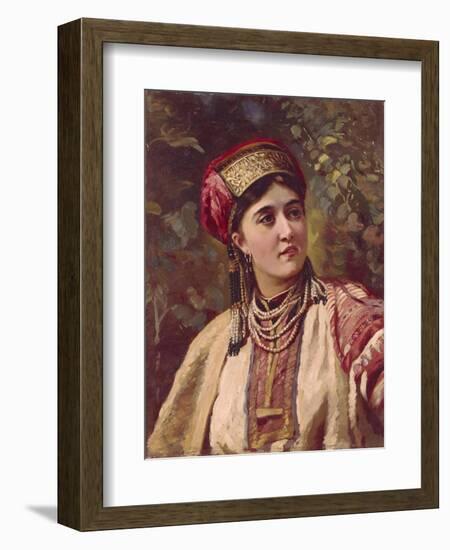 Girl in Traditional Dress-Konstantin Yegorovich Makovsky-Framed Giclee Print