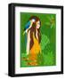 Girl in Tropical Paradise with Blue Bird-Noriko Sakura-Framed Art Print