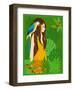 Girl in Tropical Paradise with Blue Bird-Noriko Sakura-Framed Art Print