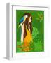 Girl in Tropical Paradise with Blue Bird-Noriko Sakura-Framed Art Print