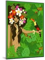 Girl in Tropical Paradise with Flowers-Noriko Sakura-Mounted Art Print