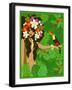 Girl in Tropical Paradise with Flowers-Noriko Sakura-Framed Art Print