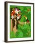 Girl in Tropical Paradise with Flowers-Noriko Sakura-Framed Art Print