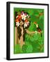 Girl in Tropical Paradise with Flowers-Noriko Sakura-Framed Art Print